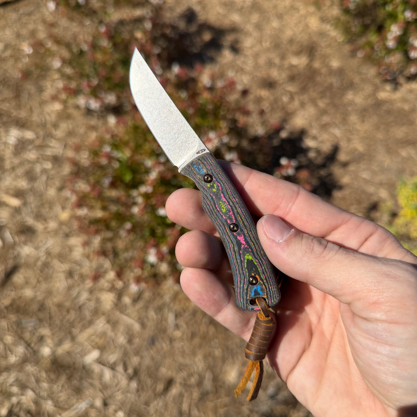 TRM TAGALONG 80’s CamoCarbon Fixed Blade, 2.4″ Blade, Made in USA