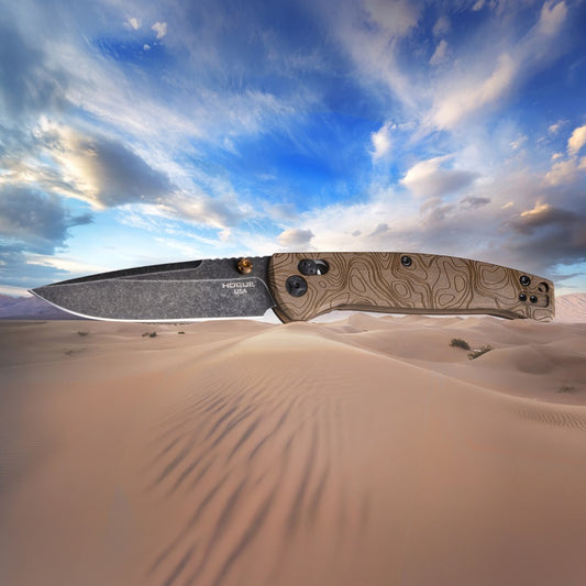 Hogue Mysto (Earth) 3.4″ Drop Point Knife, Browns Point Richlite Handle, MagnaCut Blade, Made in USA (24453)