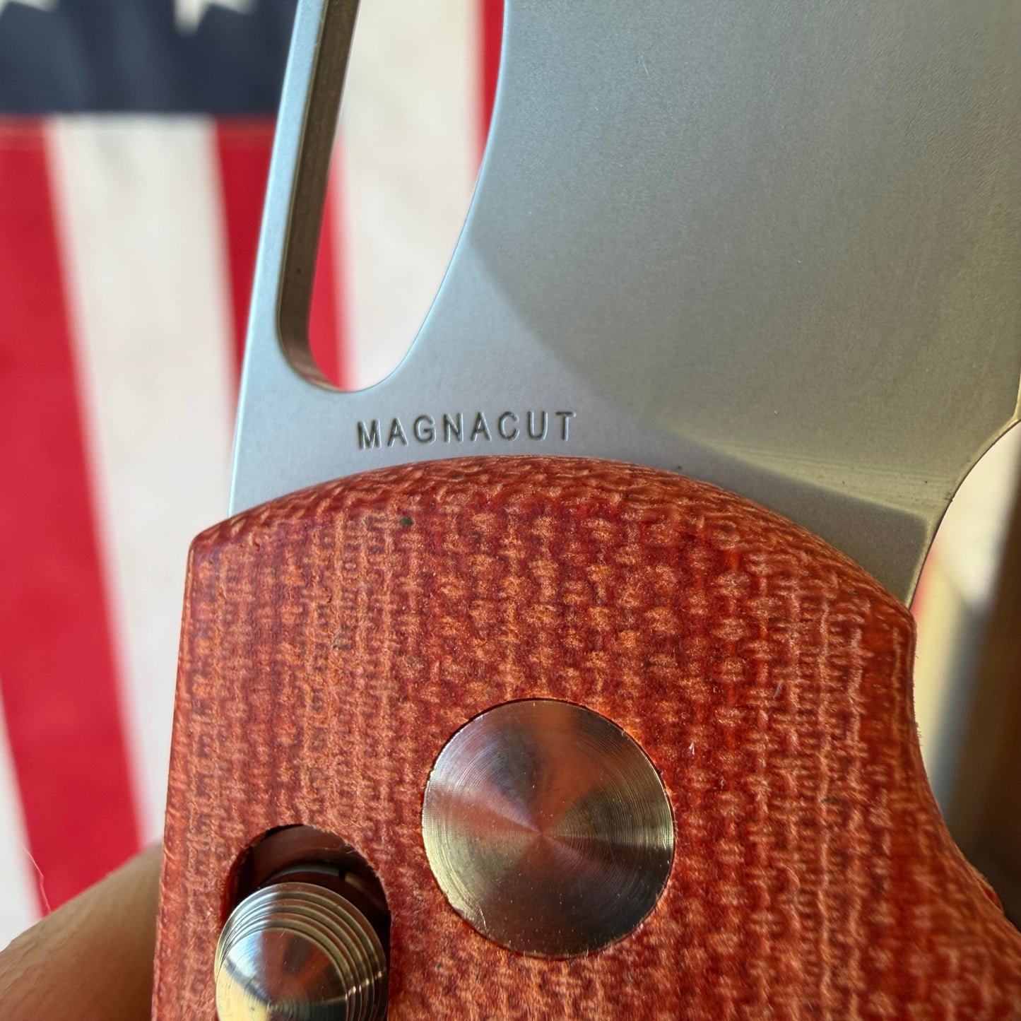 TRM Knives Bulldog Rev. B Folding Knife – Autumn Orange Micarta, MagnaCut Steel – Made in USA