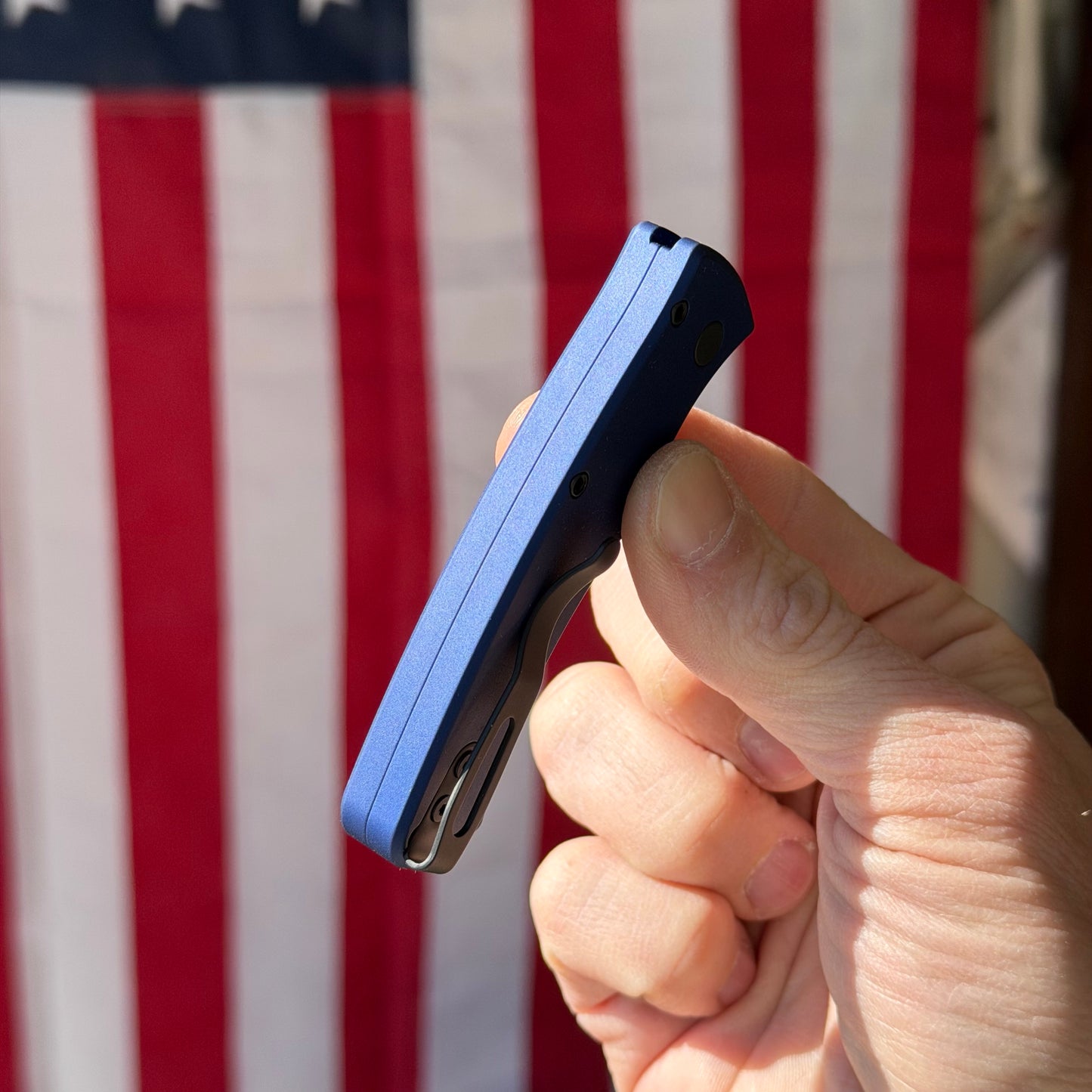 Pro-Tech Duke 2 Heritage Automatic Knife – Navy Aluminum Handle, Tan PVD MagnaCut Blade, 2.7″ – Made in USA (DUKE2103-LTD)