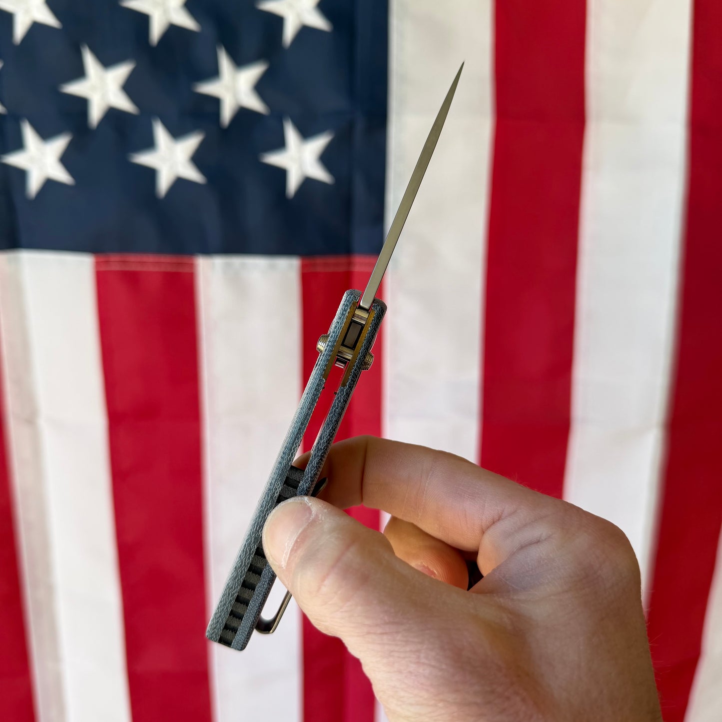 TRM Knives Bulldog Rev. B Folding Knife – Blue Denim Micarta, MagnaCut Steel – Made in USA