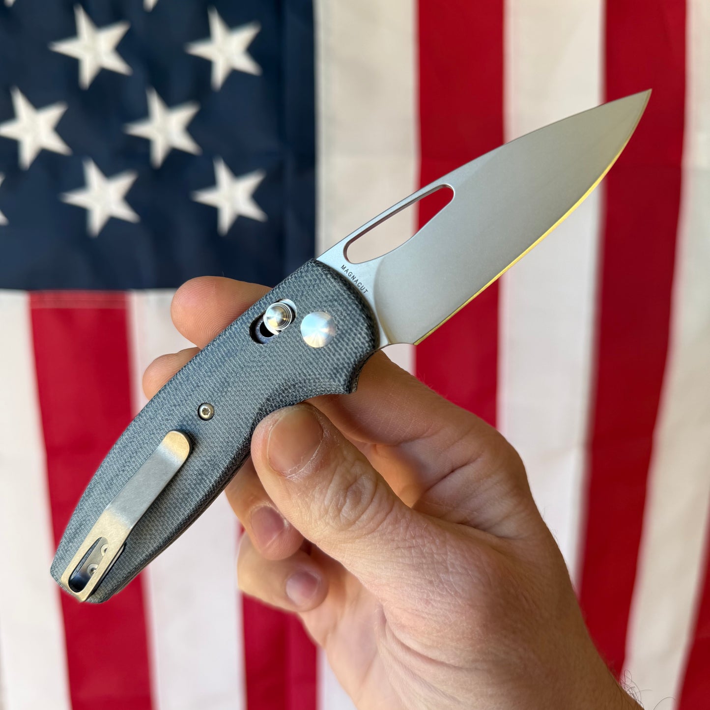 TRM Knives Bulldog Rev. B Folding Knife – Blue Denim Micarta, MagnaCut Steel – Made in USA
