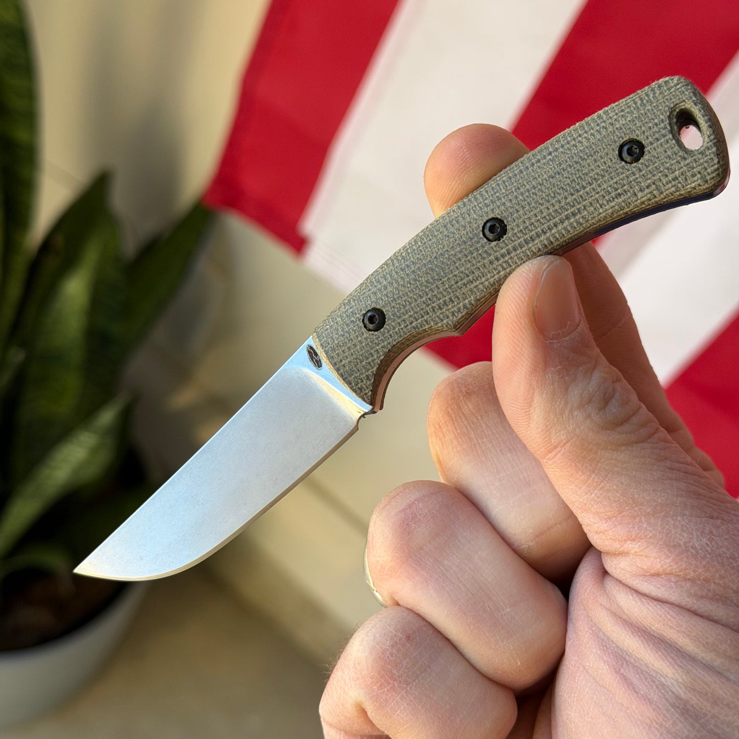 TRM Knives Tagalong Fixed Blade Knife – OD Green Micarta, MagnaCut Steel – Made in USA