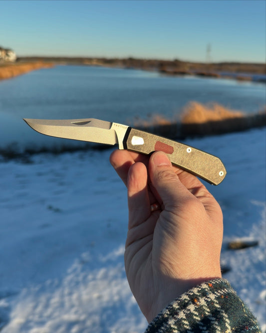 The Ranger Blackwash – MagnaCut Blade, Titanium Handles, Vintage Micarta Inlay – Made in USA