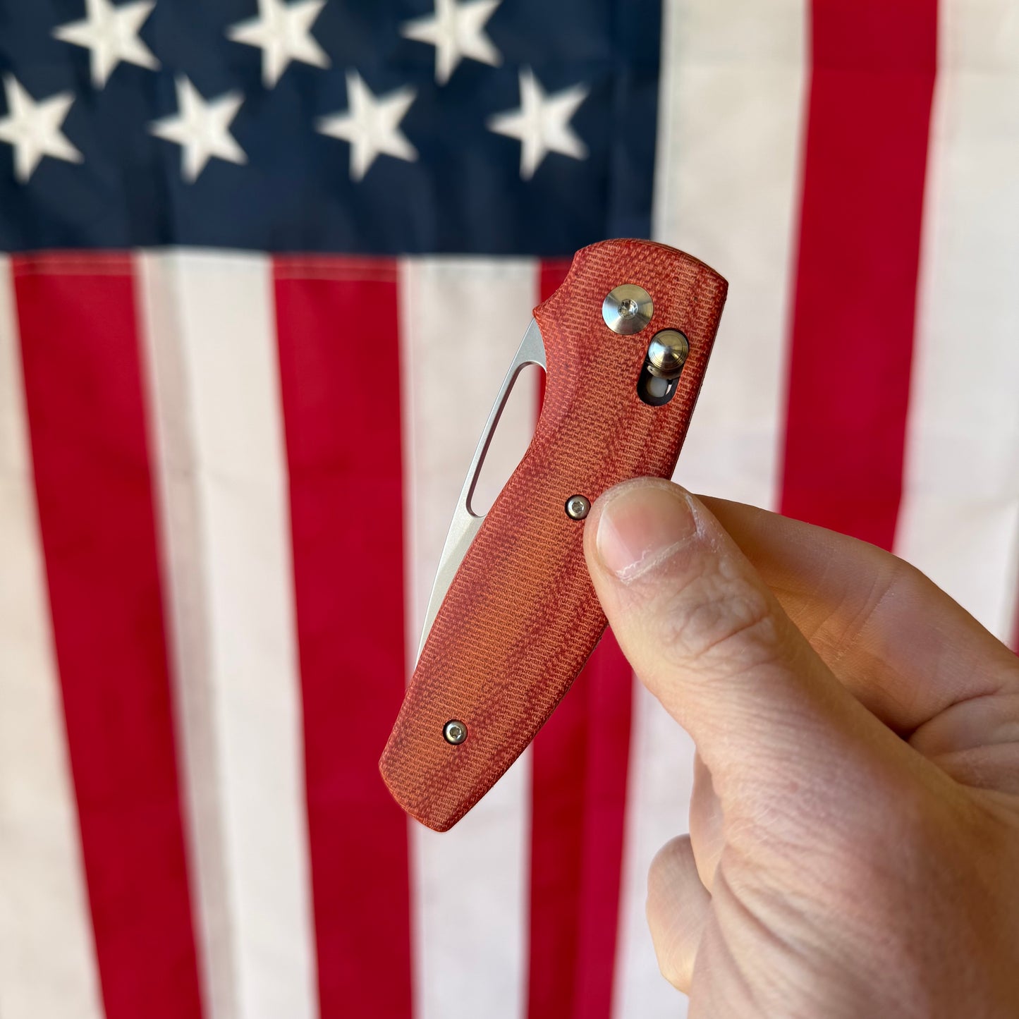 TRM Knives Bulldog Rev. B Folding Knife – Autumn Orange Micarta, MagnaCut Steel – Made in USA