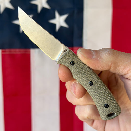 TRM Knives Tagalong Fixed Blade Knife – OD Green Micarta, MagnaCut Steel – Made in USA