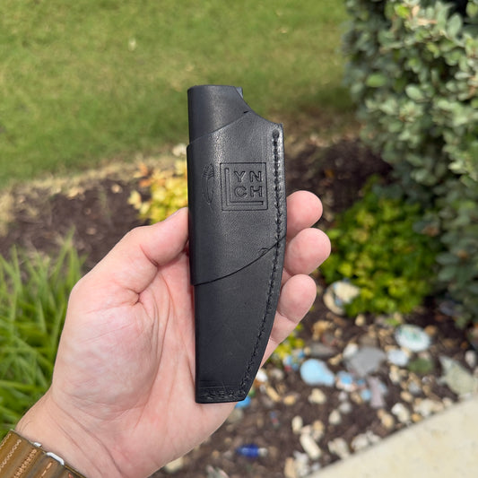 Sparrow Seven Fixed Blade Pocket Carry Leather Sheaths - Black Leather with Black Thread