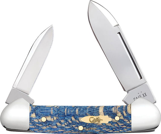 Baby Butterbean Pocket Knife – Blue Sycamore Wood Handle, Spear & Pen Blades (CA63733)