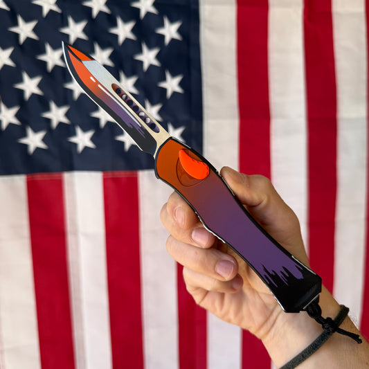 Heretic Cel Shade Horror Night HYDRA V4 Recurve Knife, Magnacut Blade, Automatic OTF – Made in USA (H408-CS-HN)