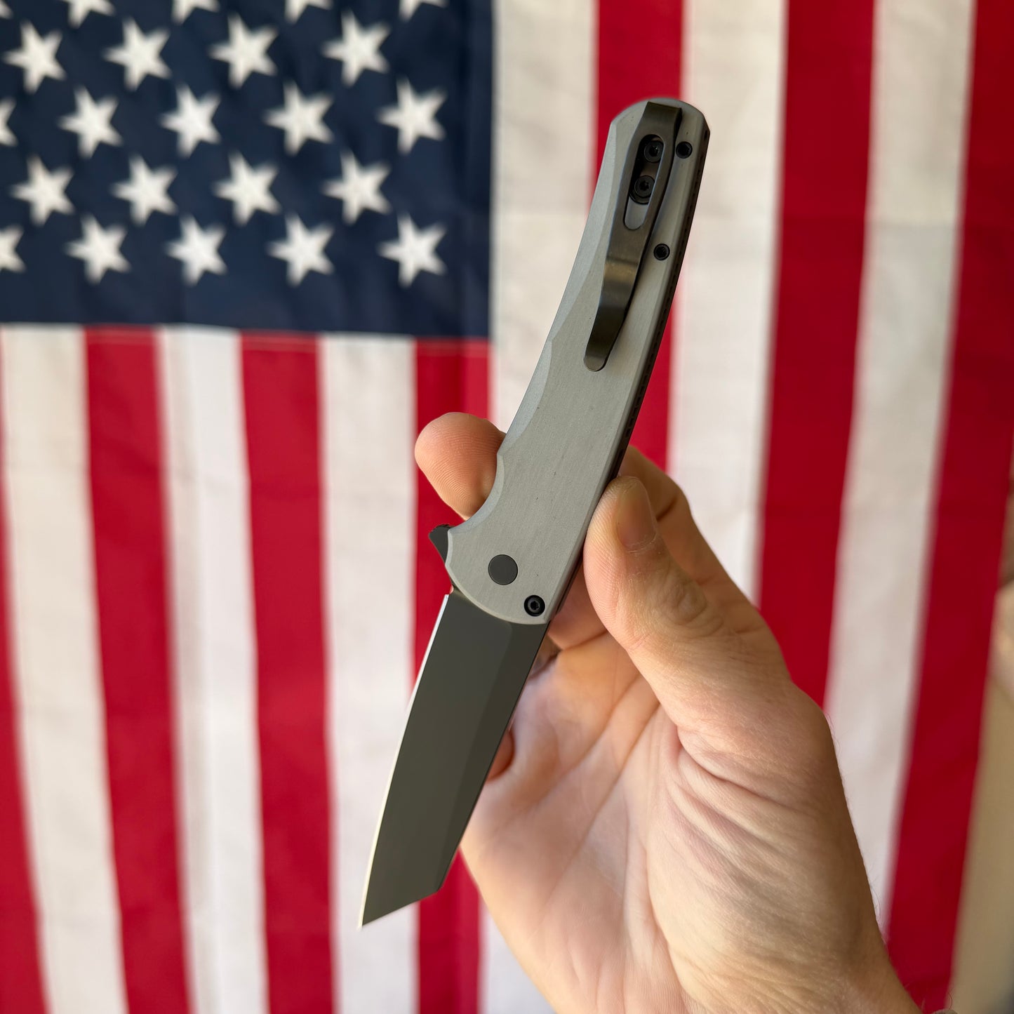 Pro-Tech Malibu Button Lock Knife, Grey Aluminum Handle, DLC MagnaCut Reverse Tanto Blade, 3.3″, Made in USA (5403-Grey)