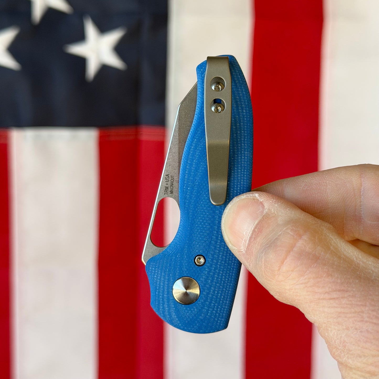 TRM NERD LL Folding Knife, 2.2” MagnaCut Blade, Royal Blue G10 3D Contoured Scales, Made in USA