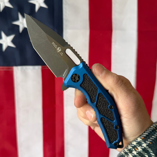 Heretic Medusa Manual TE DLC Blue Tactical, 3″ MagnaCut Tanto Blade, Made in USA (H009-6A-BLU)