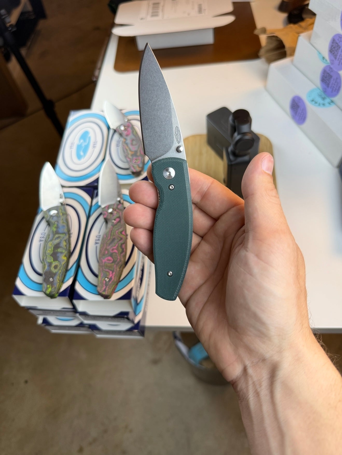 TRM NEUTRON 2 FL Knife, Forest Green G10 Flat Textured, 3.0″ MagnaCut Blade, Made in USA