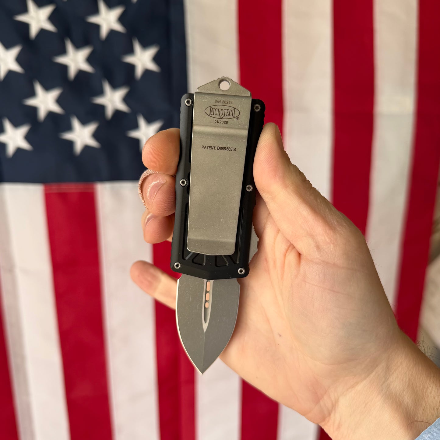 Microtech Exocet Automatic OTF, Apocalyptic Aluminum Handle, 1.9″ Blade, Made in USA (157-10AP)