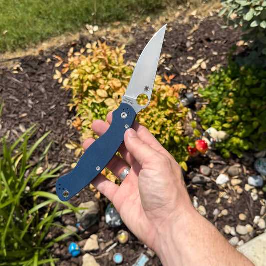 Military 2 Knife - Cobalt Blue G-10 Handle, CPM SPY27 Blade, Compression Lock - Made in USA (SC36GPCBL2)