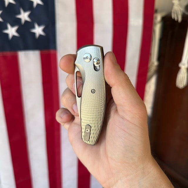 TRM Bulldog FL Knife, Titanium Frame, 2.9″ Blade, River-LOK, Made in USA