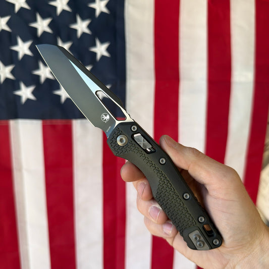 Microtech MSI Ram-Lok Tri-Grip Green Knife, 3.75″ Sheepsfoot M390MK Blade, Polymer Faded Bazooka – Made in USA (MCT210T-1PMFBO)