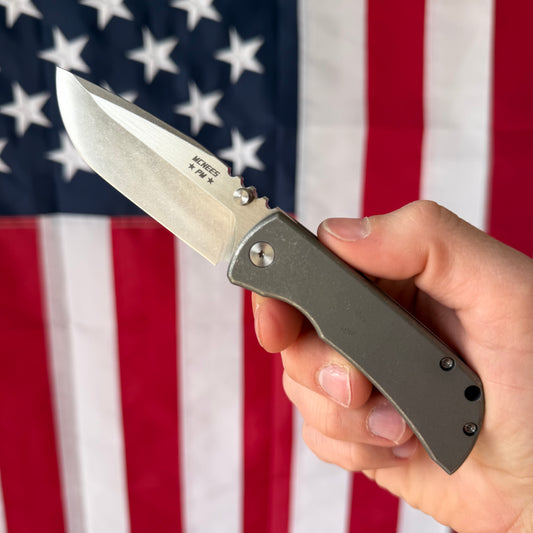 McNees PM MAC 2 (GEN 2) – 3″ Blade, Smooth Titanium, Satin Blade & Hardware – Made in USA (Model 2440)