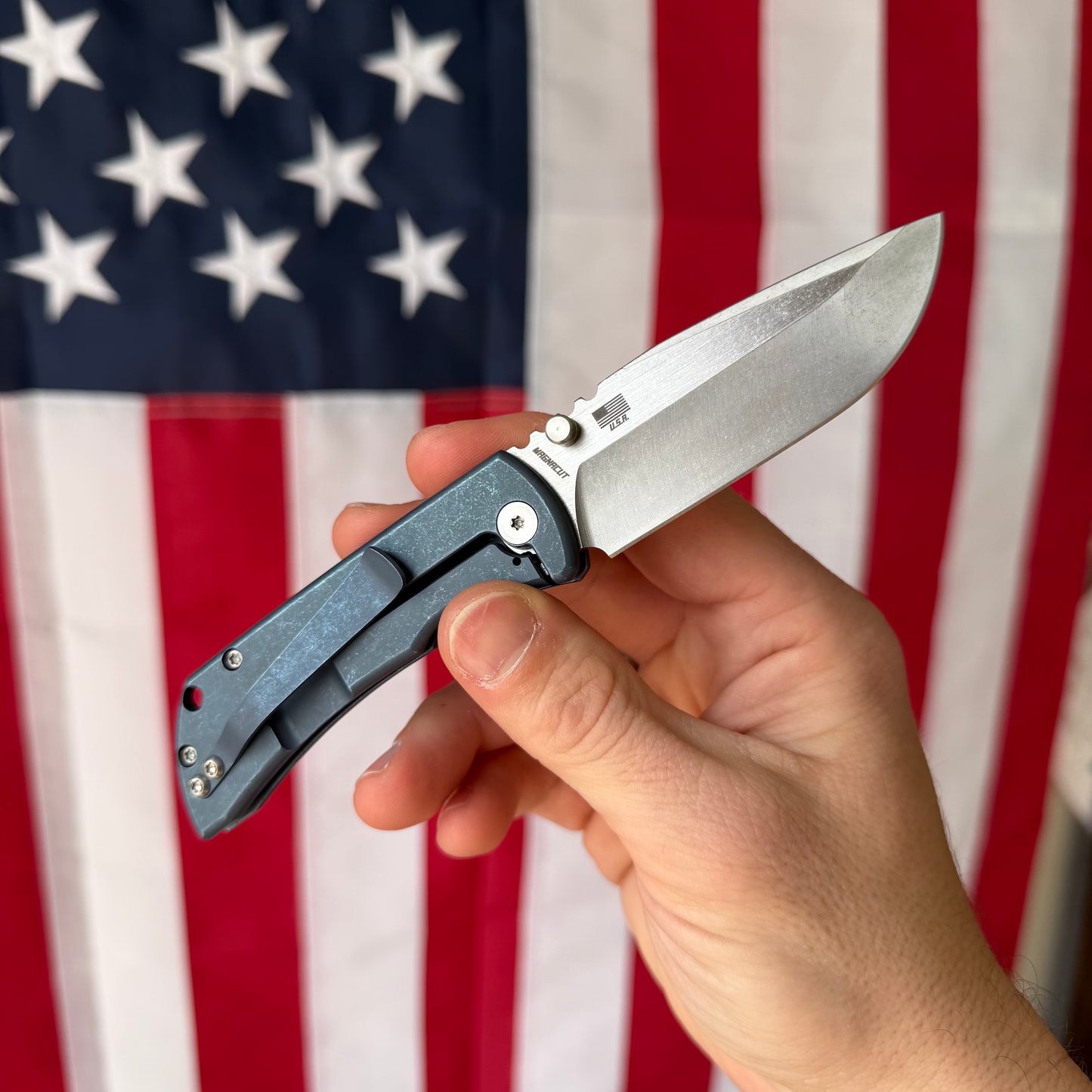 McNees PM MAC 2 GEN 2, 3″ Blade, Blue Anodized Titanium, MagnaCut Hollow Grind, Made in USA (2441)