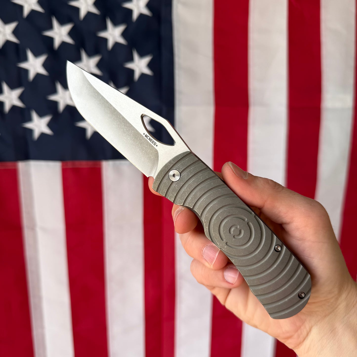 McNees Dixon Shockwave Frame Lock Knife, Titanium Handle, Satin MagnaCut Blade & Satin Hardware – Made in USA (2424)