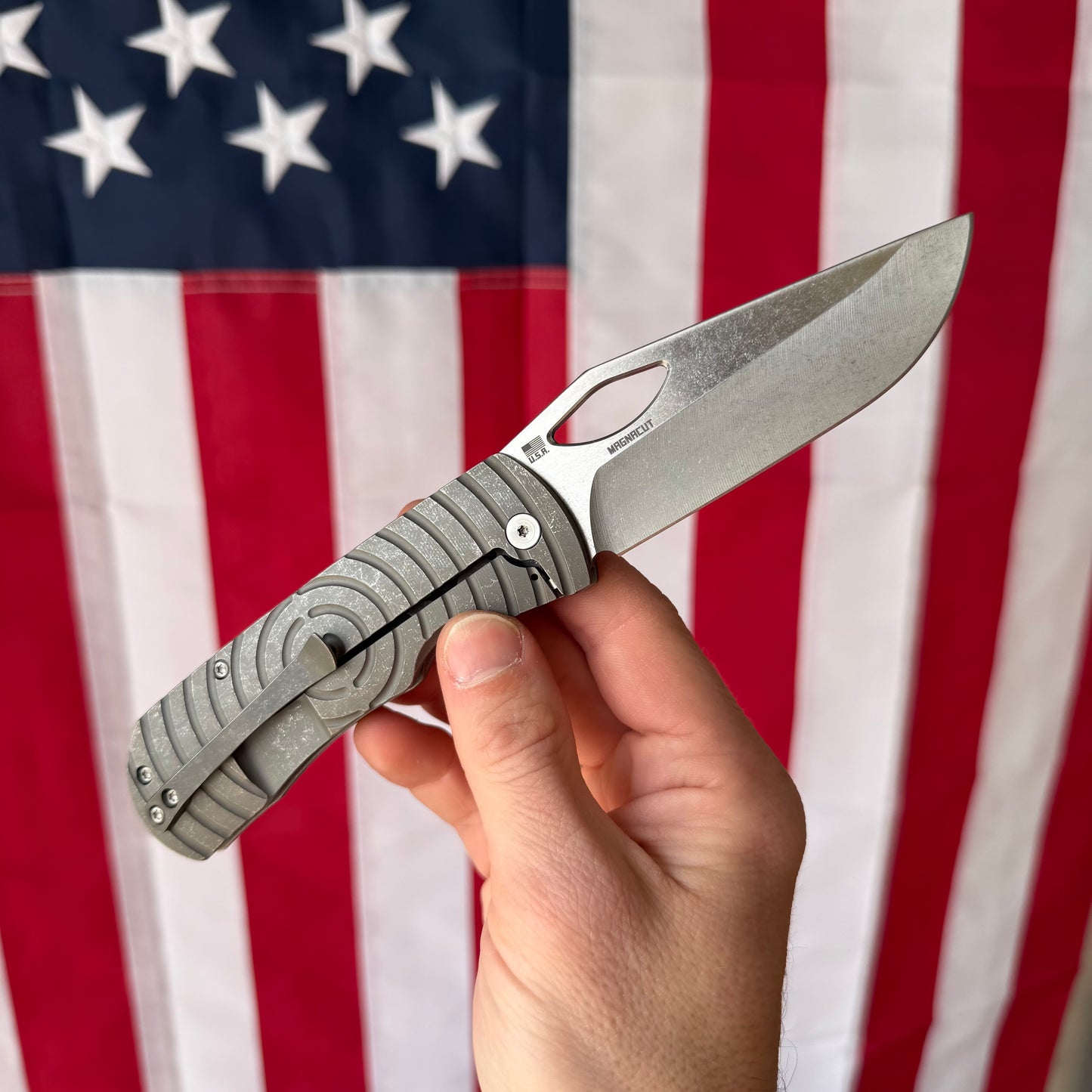 McNees Dixon Shockwave Frame Lock Knife, Titanium Handle, Satin MagnaCut Blade & Satin Hardware – Made in USA (2424)