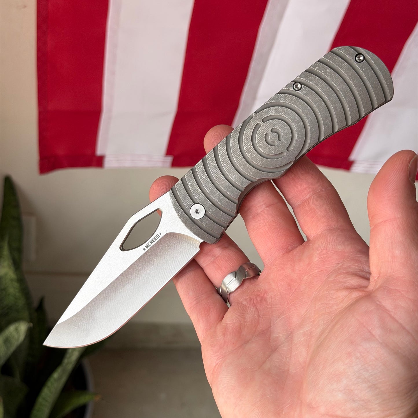 McNees Dixon Shockwave Frame Lock Knife, Titanium Handle, Satin MagnaCut Blade & Satin Hardware – Made in USA (2424)