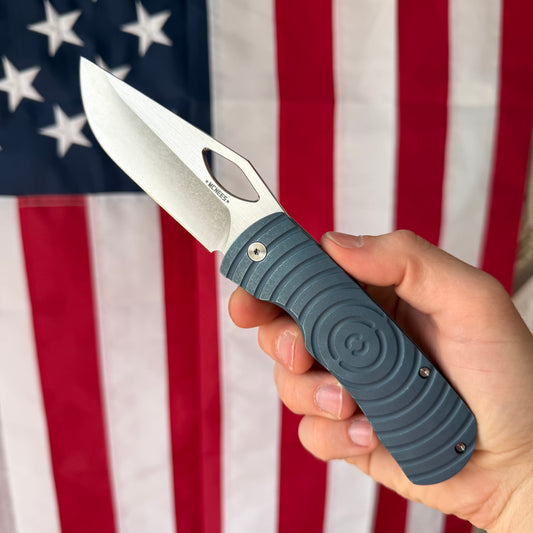 McNees Dixon Shockwave Frame Lock Knife, Blue Anodized Titanium, Satin MagnaCut Blade & Satin Hardware – Made in USA (2426)