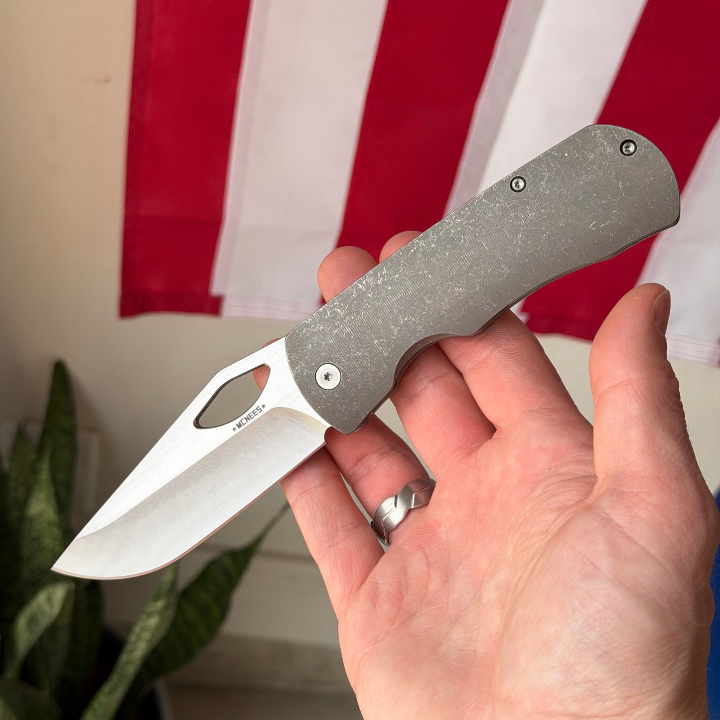 McNees Dixon Frame Lock Knife, Titanium, Satin MagnaCut Blade & Satin Hardware – Made in USA (2325)