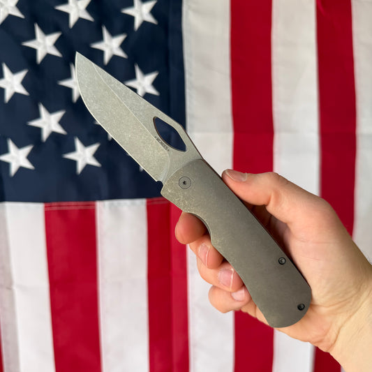 McNees Dixon Frame Lock Knife, Titanium, Atomic Stonewash MagnaCut Blade & Stonewashed Hardware – Made in USA (1606)