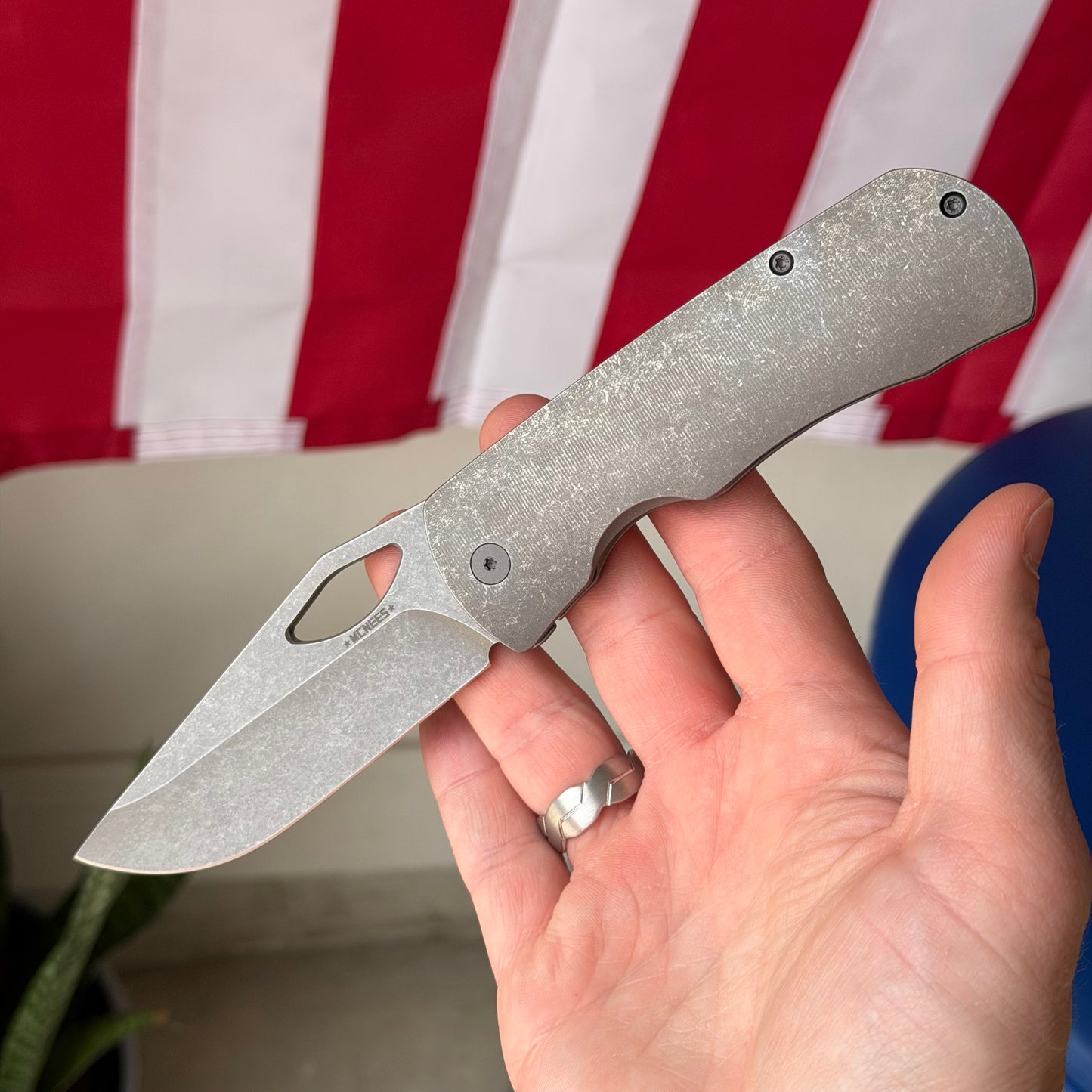 McNees Dixon Frame Lock Knife, Titanium, Atomic Stonewash MagnaCut Blade & Stonewashed Hardware – Made in USA (1606)