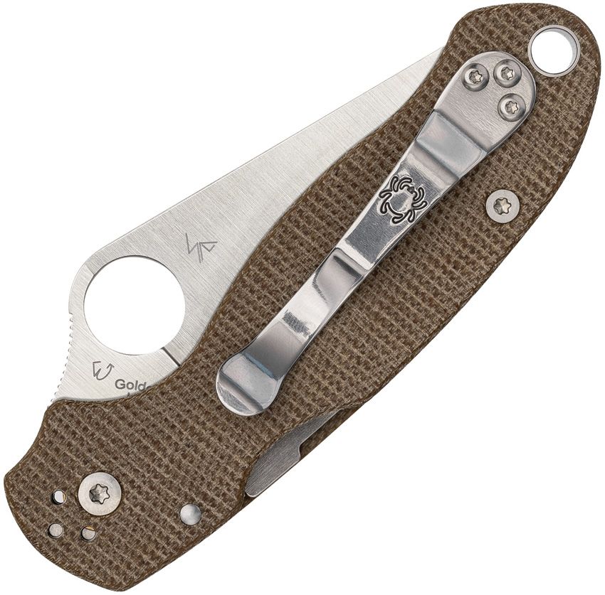 Para 3 CruWear & Micarta Compression Lock Folding Knife 2.95" CPM CruWear Satin Plain Blade, Brown Canvas Micarta Handles