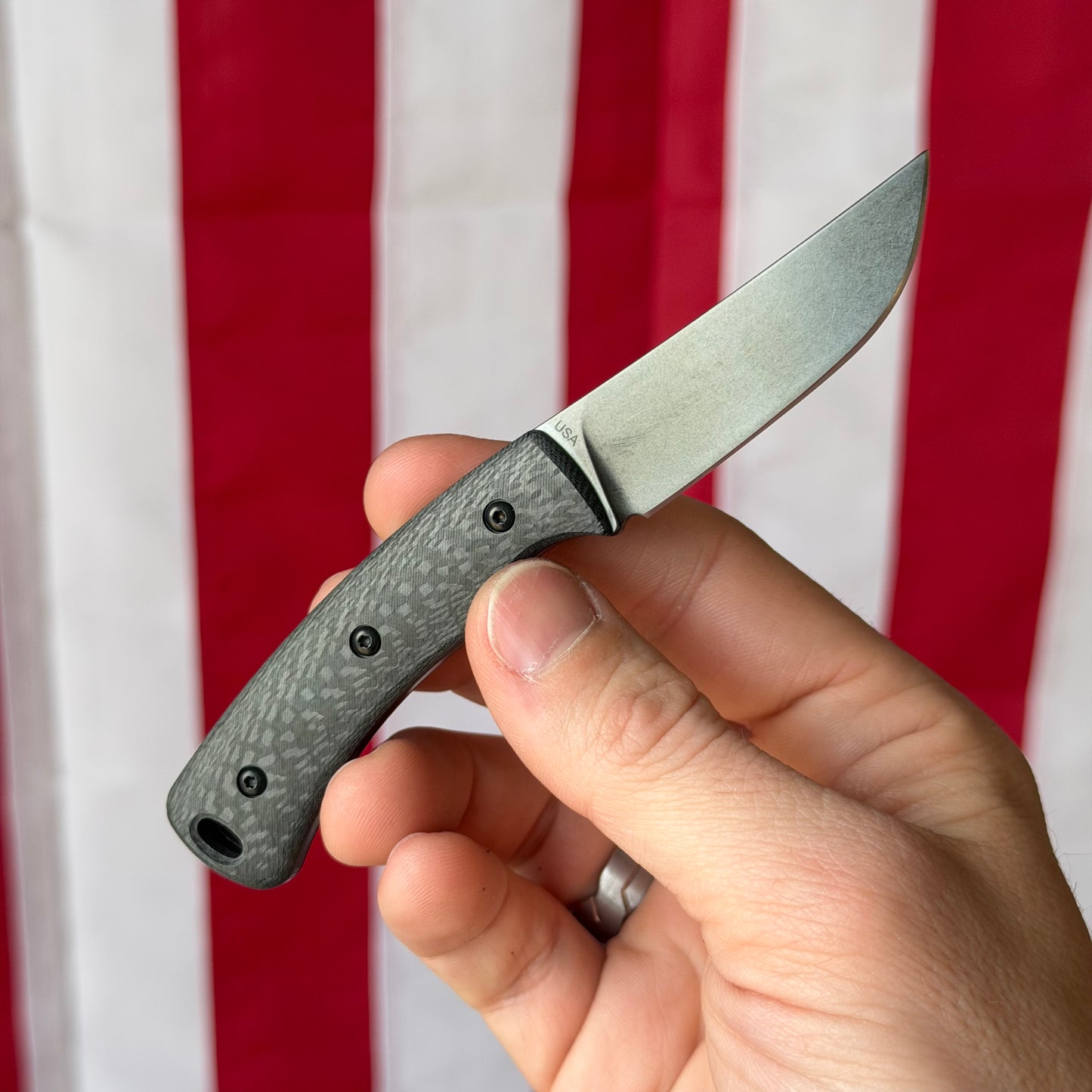 TRM Tagalong Special Edition DLC Fixed Blade Knife – MagnaCut, Carbon Fiber Scales, Black Leather Sheath – Made in USA