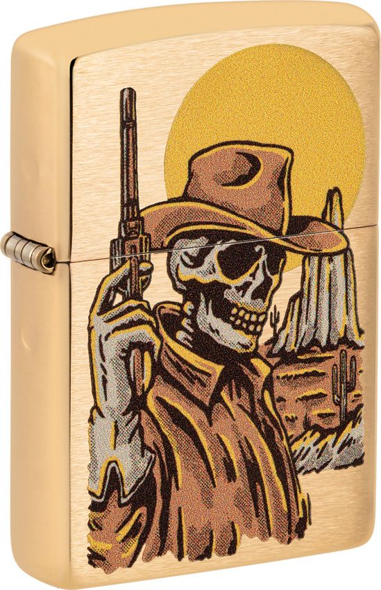 Cowboy Skull Design Lighter - Brushed Brass