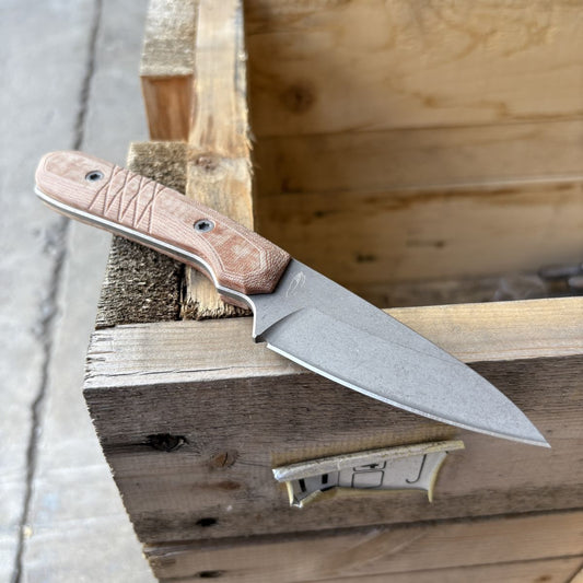 Lynch Blades Sparrow Seven Brown X Micarta Service Finish CPM 154 Fixed Blade