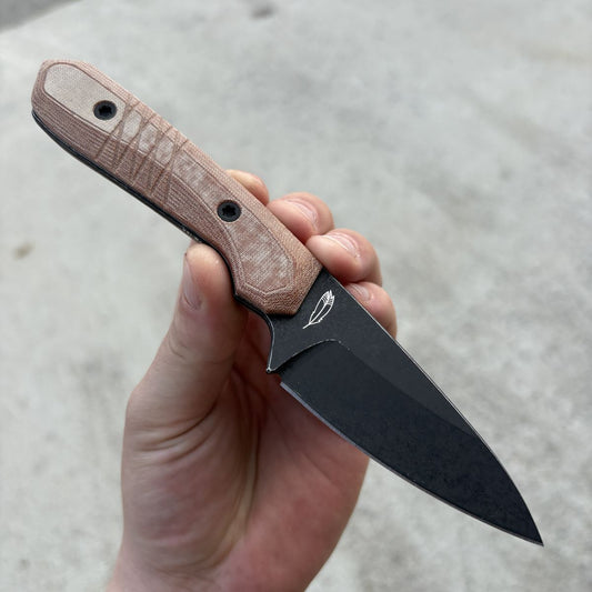 Lynch Blades Sparrow Seven Brown X Micarta Service Black CPM 154 Fixed Blade