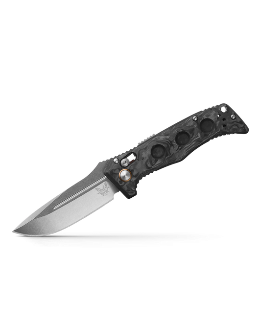 Benchmade Mini Auto Adamas Marbled Carbon Fiber, 3.25 inch CPM MagnaCut Blade, Made in USA (2730-03)