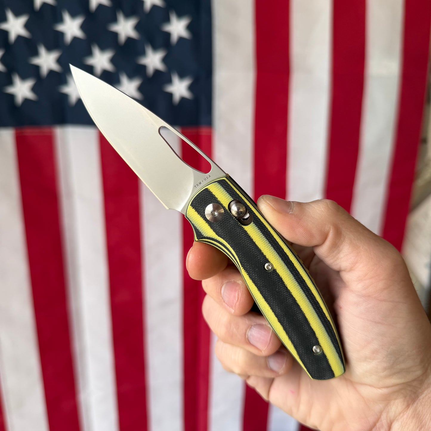 TRM Bulldog Rev. B Knife, Bumblebee G10, 2.9″ Blade, River-LOK, Made in USA