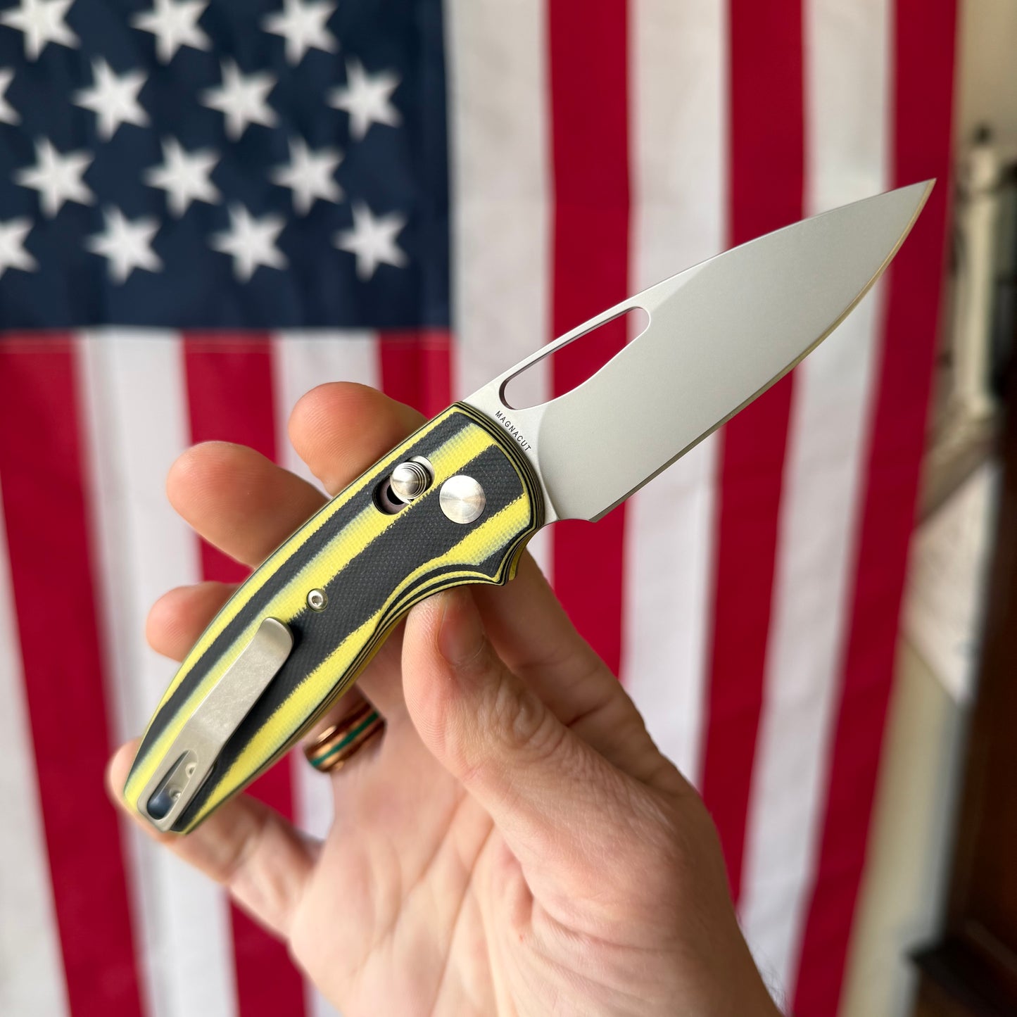 TRM Bulldog Rev. B Knife, Bumblebee G10, 2.9″ Blade, River-LOK, Made in USA
