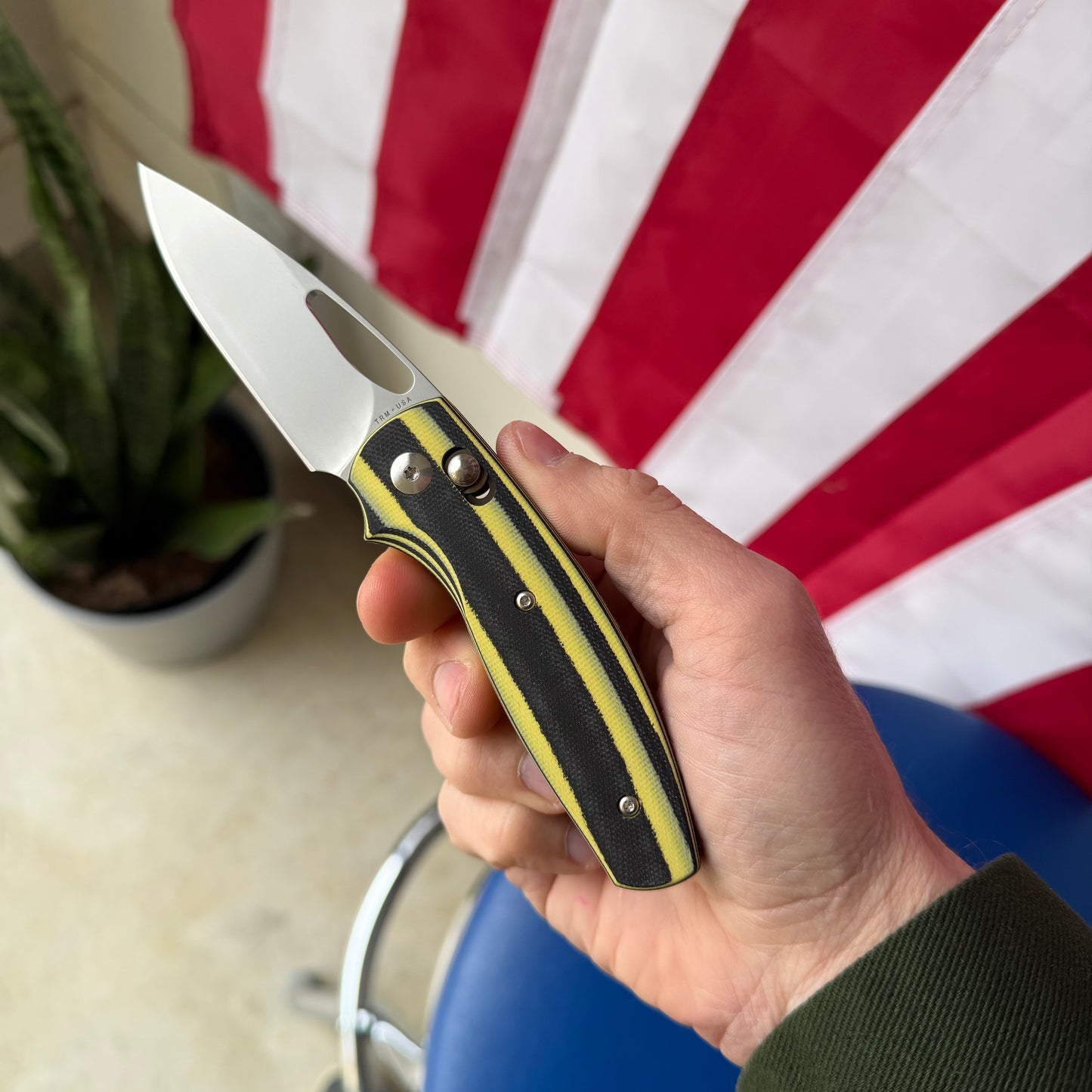 TRM Bulldog Rev. B Knife, Bumblebee G10, 2.9″ Blade, River-LOK, Made in USA