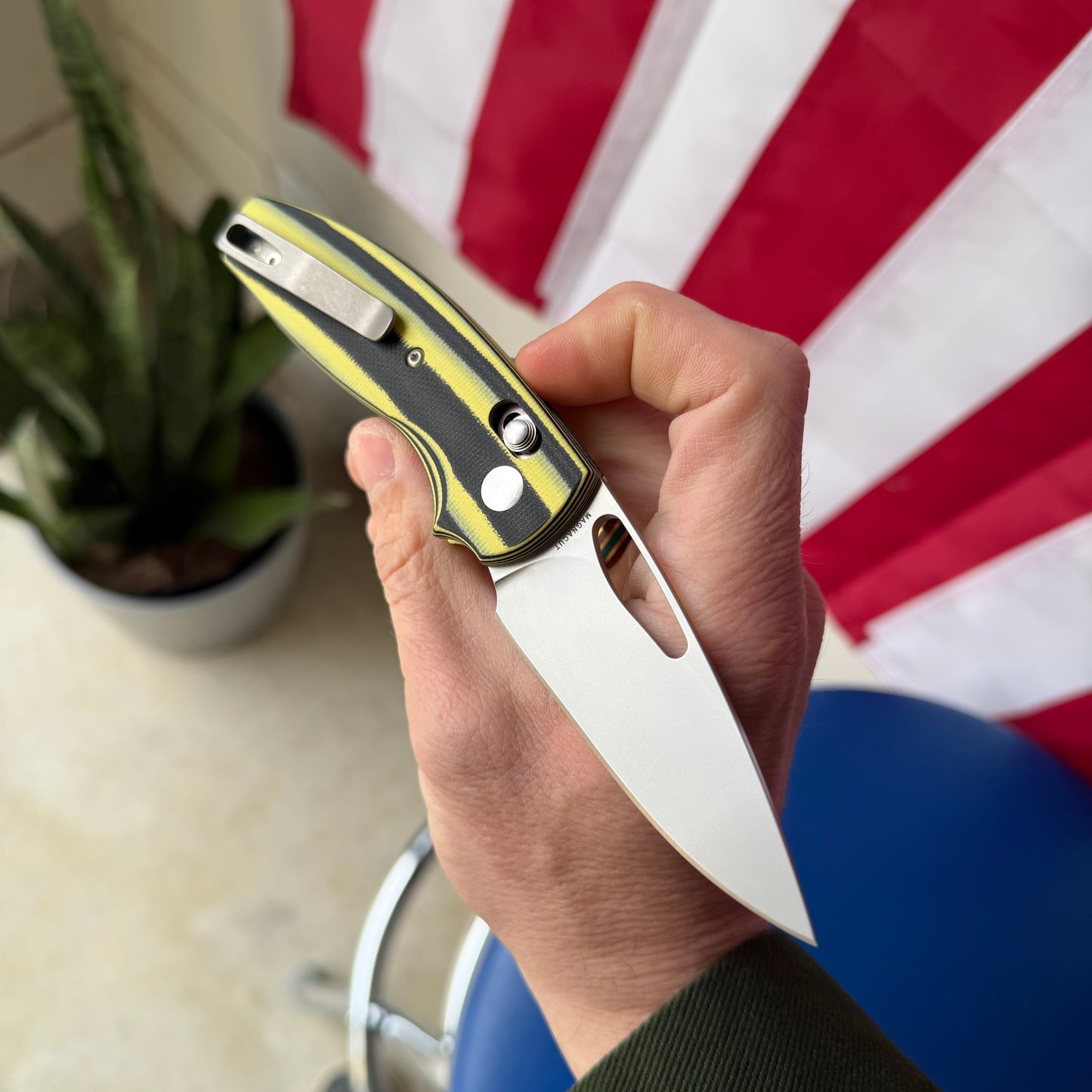 TRM Bulldog Rev. B Knife, Bumblebee G10, 2.9″ Blade, River-LOK, Made in USA