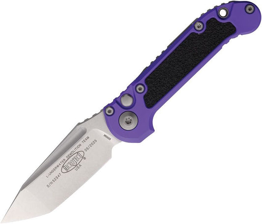 LUDT Gen III Automatic Knife – Purple Anodized Aluminum Handle, M390MK Tanto Blade, Button Lock – Made in USA (MCT113610PU)