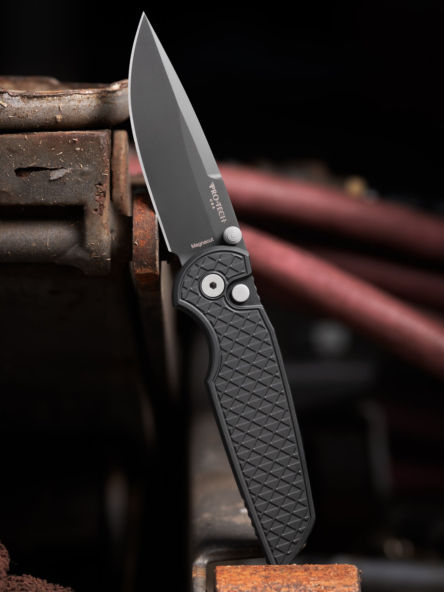 Pro-Tech Integrity Manual Knife - Relic Black Handle, DLC MagnaCut Blade (INT1106)