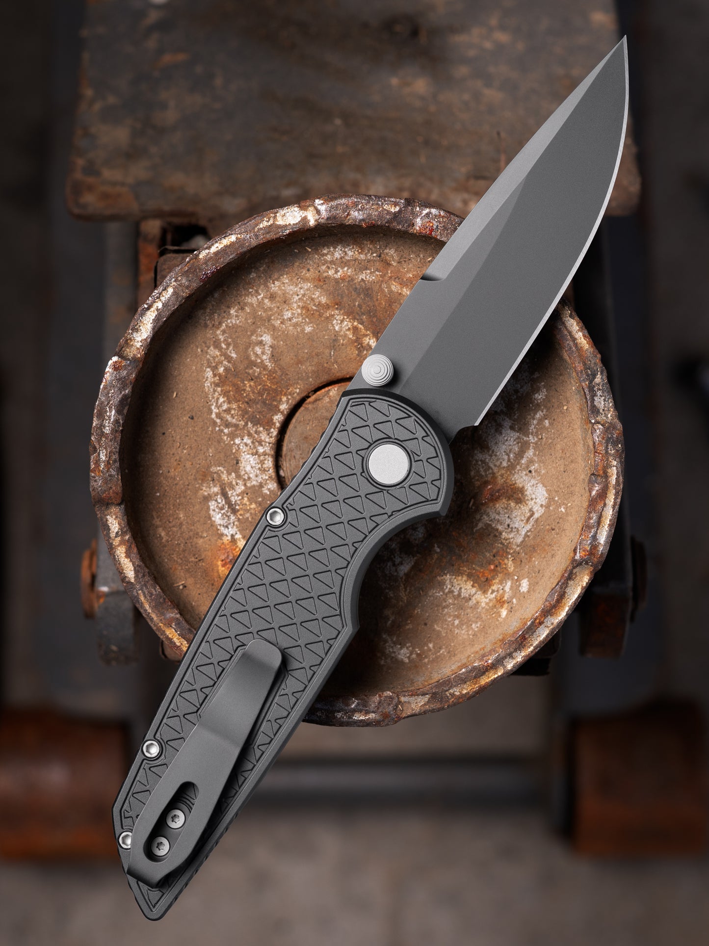 Pro-Tech Integrity Manual Knife - Relic Black Handle, DLC MagnaCut Blade (INT1106)