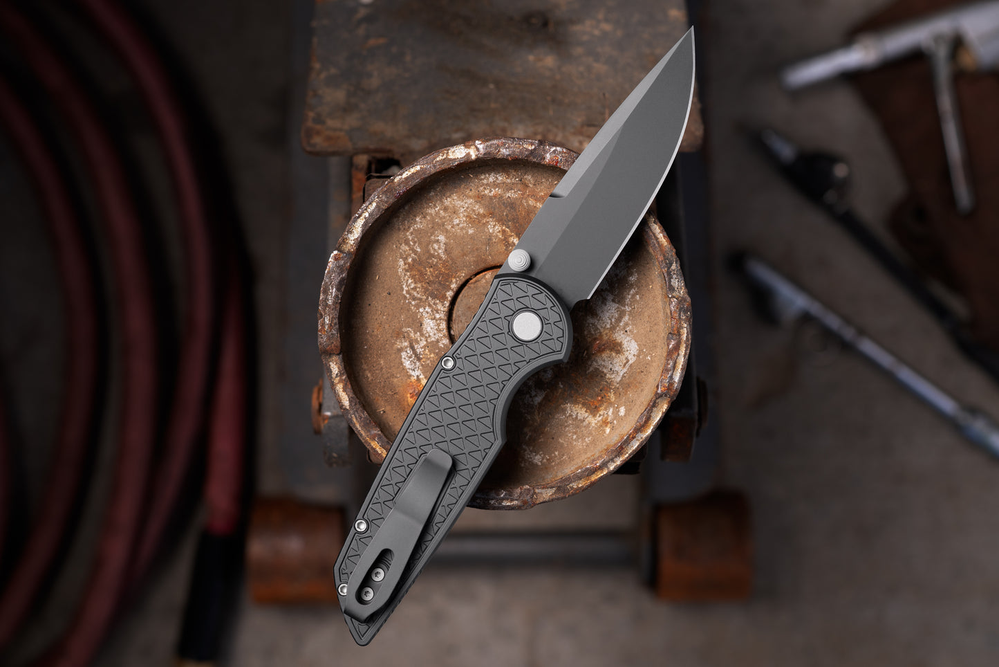 Pro-Tech Integrity Manual Knife - Relic Black Handle, DLC MagnaCut Blade (INT1106)