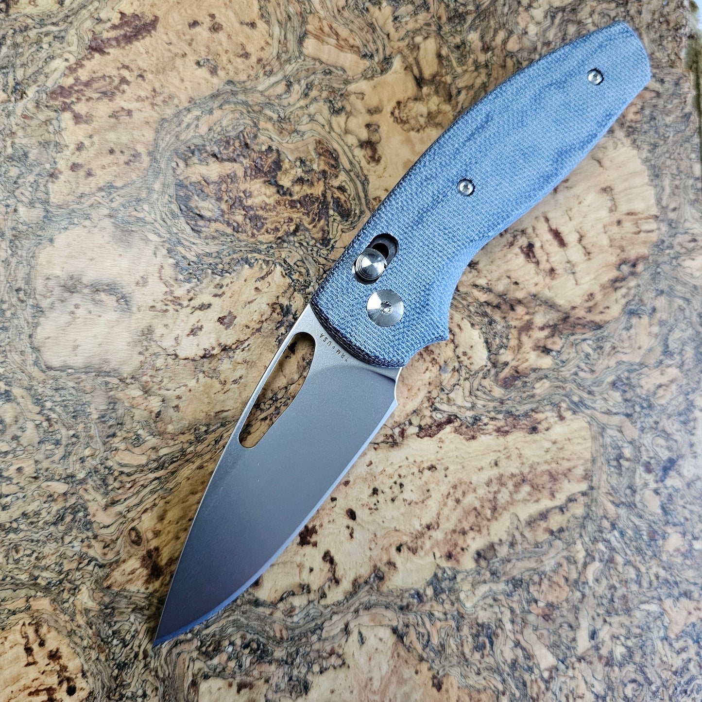 TRM Knives Bulldog Rev. B Folding Knife – Blue Denim Micarta, MagnaCut Steel – Made in USA