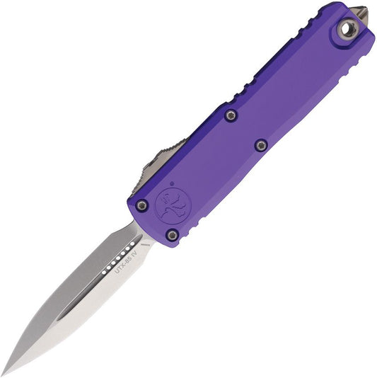 UTX-85 D/E Gen IV OTF – Purple Aluminum Handle, Stonewash Double-Edge Bohler M390MK Blade – Made in USA (MCT1232410PU)