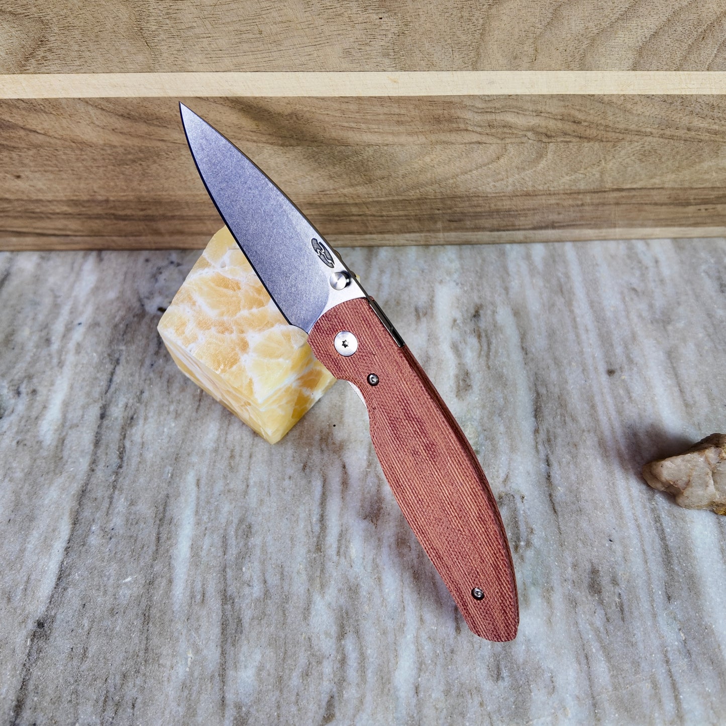 TRM ATOM LL Autumn Orange Micarta, 3.5″ MagnaCut Blade, Made in USA