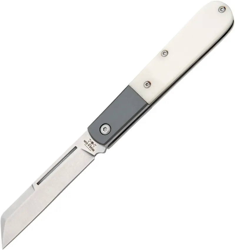 Bear & Son Barlow White Smooth Bone, 3.75″ D2 DLC Blade, Made in USA (BCMWSB180)